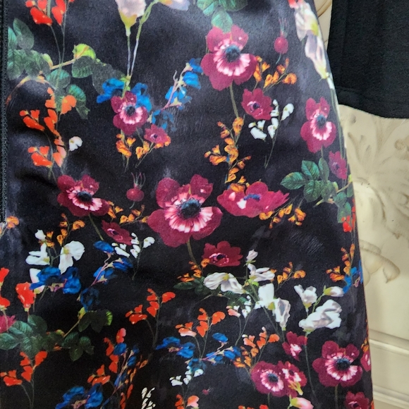 NWT alice + olivia Amie Fall Garden Print Black Long Sleeve Fit Flare Dress Sz 4 - Picture 10 of 14